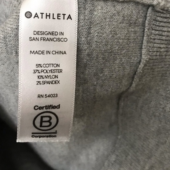 ATHLETA Embark Women Cotton Blend Gray White Color Block Hoodie Sweatshirt Small - Picture 10 of 12